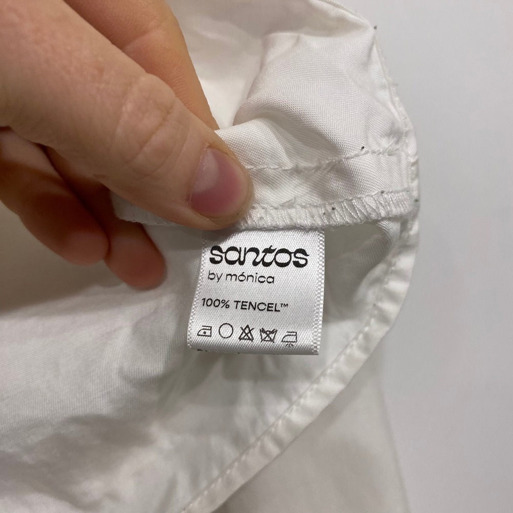 Santos by Monica White Tencel Cropped Long Sleeve Button Front Top Size 8 - Picture 6 of 6